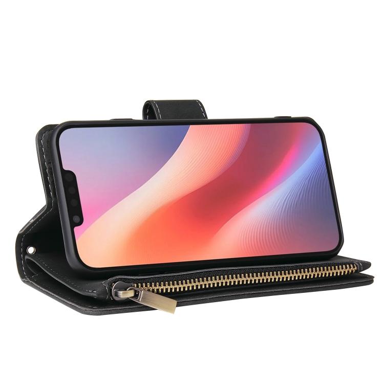 For iPhone 16e Multifunctional Multi-Card Wallet Phone Leather Case(Black) - iPhone 16e Cases by PMC TechLife | Online Shopping South Africa | PMC TechLife | Buy Now Pay Later Mobicred
