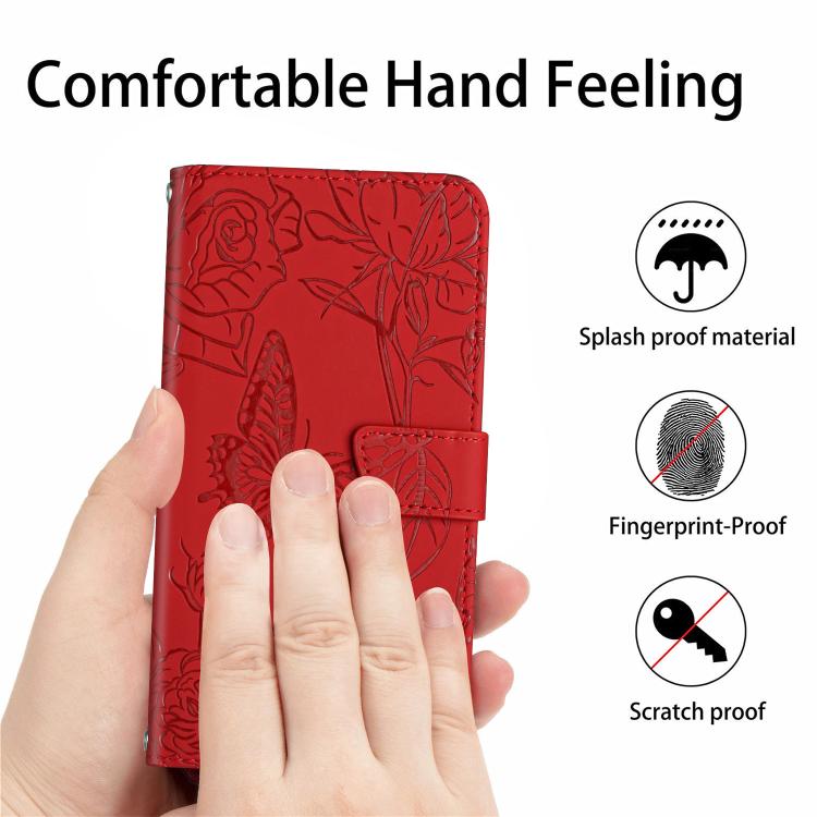 For Tecno Spark 40 Pro 4G Skin Feel Butterfly Embossed Flip Leather Phone Case(Red) - free shipping - PMC TechLife - Order now!