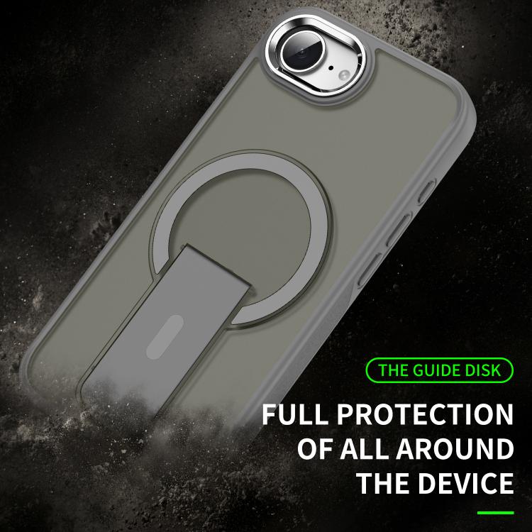 For iPhone 16e Acrylic Hybrid TPU MagSafe Holder Phone Case(Black) - iPhone 16e Cases by PMC TechLife | Online Shopping South Africa | PMC TechLife | Buy Now Pay Later Mobicred