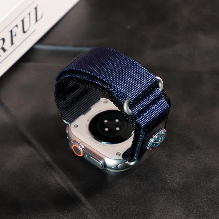 For Apple Watch 46mm / 49mm / 45mm / 44mm Kalebol Compass Nylon Loop Watch Strap(Black Blue) - free shipping - PMc TechLife - Order now!