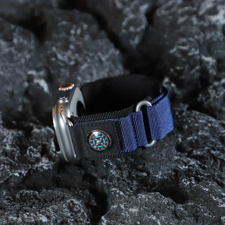 For Apple Watch 46mm / 49mm / 45mm / 44mm Kalebol Compass Nylon Loop Watch Strap(Black Blue) - free shipping - PMc TechLife - Order now!