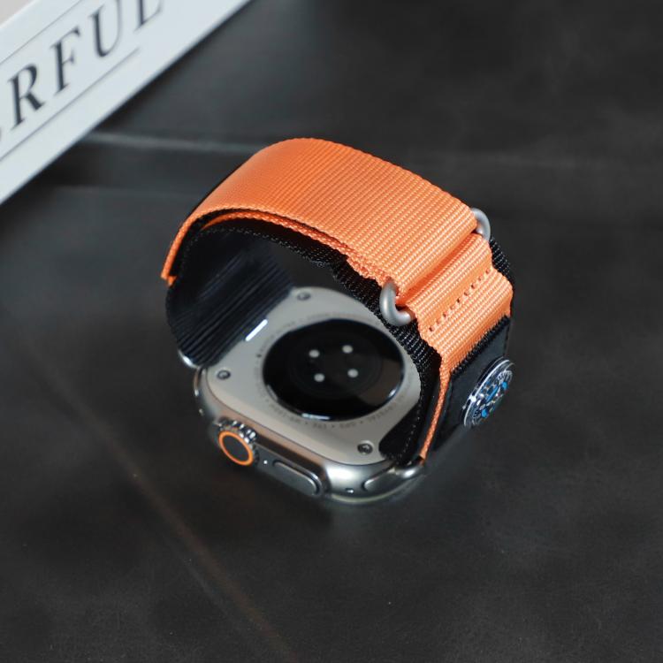 For Apple Watch 42mm / 41mm / 40mm / 38mm Kalebol Compass Nylon Loop Watch Strap(Black Orange) - free shipping - PMc TechLife - Order now!