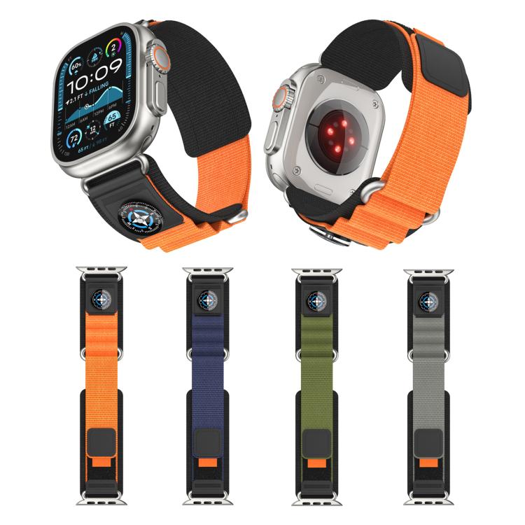 For Apple Watch 46mm / 49mm / 45mm / 44mm Kalebol Compass Nylon Loop Watch Strap(Black Blue) - free shipping - PMc TechLife - Order now!