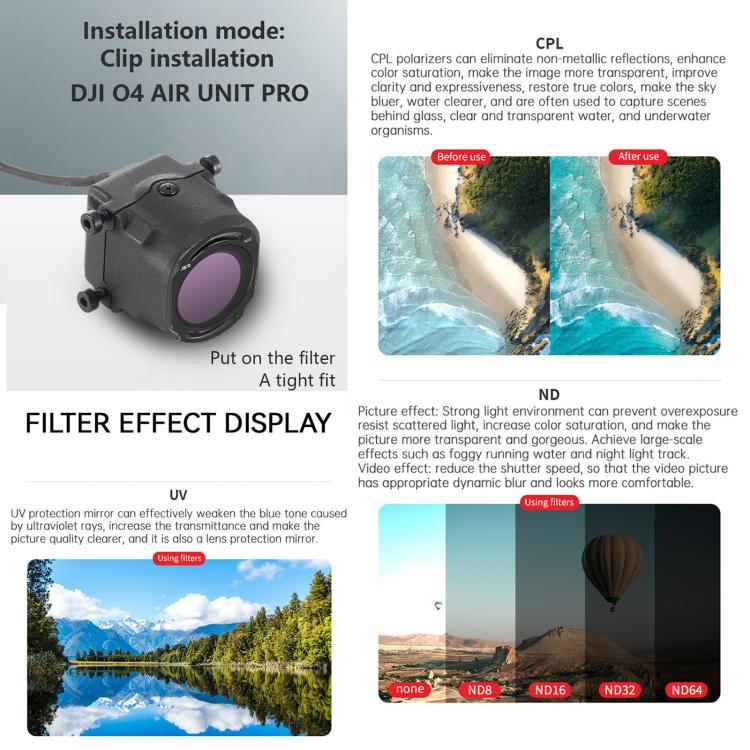 For DJI O4 Air Unit Pro / Avata 2 JSR YB Series Camera Lens Filter, Filter:STAR - free shipping - PMC TechLife - Order now!