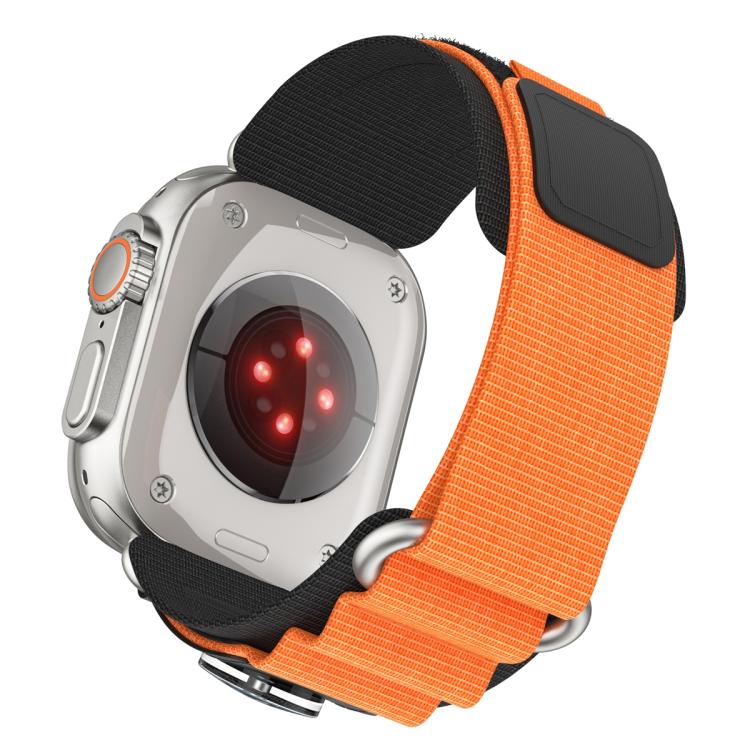 For Apple Watch 46mm / 49mm / 45mm / 44mm Compass Nylon Loop Watch Band(Black Orange) - Watch Bands by PMc TechLife | Online Shopping South Africa | PMc TechLife | Buy Now Pay Later Mobicred