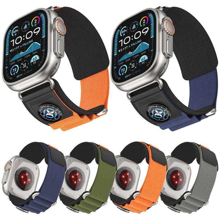 For Apple Watch 46mm / 49mm / 45mm / 44mm Compass Nylon Loop Watch Band(Black Blue) - free shipping - PMc TechLife - Order now!