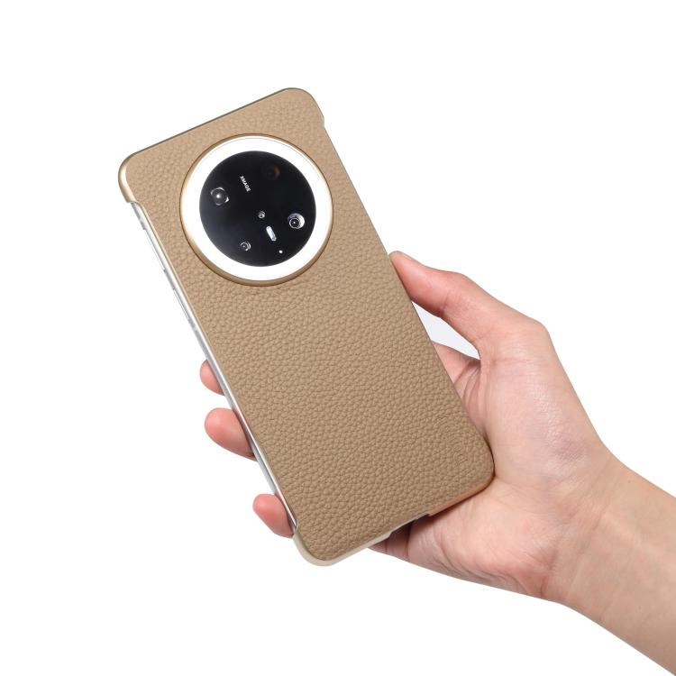 For Huawei Mate 60 Denior A20 Genuine Leather Litchi Texture MagSafe Frameless Phone Case(Khaki) - free shipping - PMc TechLife - Order now!