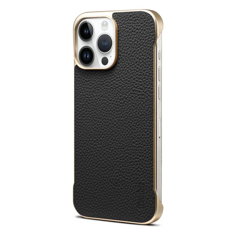 For iPhone 15 Pro Max Denior A20 Genuine Leather Litchi Texture MagSafe Frameless Phone Case(Black) - free shipping - PMc TechLife - Order now!