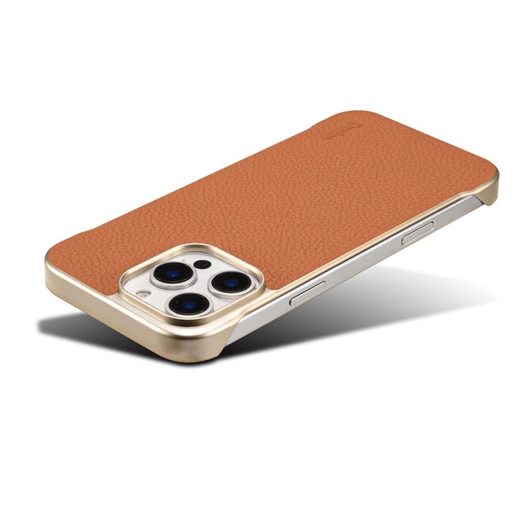 For iPhone 15 Pro Max Denior A20 Genuine Leather Litchi Texture MagSafe Frameless Phone Case(Brown) - free shipping - PMc TechLife - Order now!