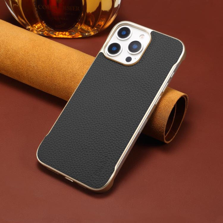 For iPhone 16 Denior A20 Genuine Leather Litchi Texture MagSafe Frameless Phone Case(Black) - free shipping - PMc TechLife - Order now!