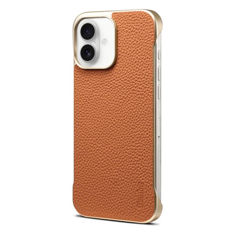 For iPhone 16 Denior A20 Genuine Leather Litchi Texture MagSafe Frameless Phone Case(Brown) - free shipping - PMc TechLife - Order now!