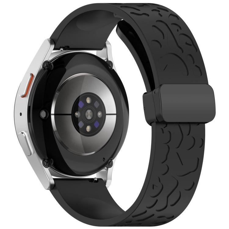 18mm Kalebol Universal Leopard Print Magnetic Folding Buckle Silicone Strap(Black) - 22mm Bands by Kalebol | Online Shopping South Africa | PMc TechLife | Buy Now Pay Later Mobicred