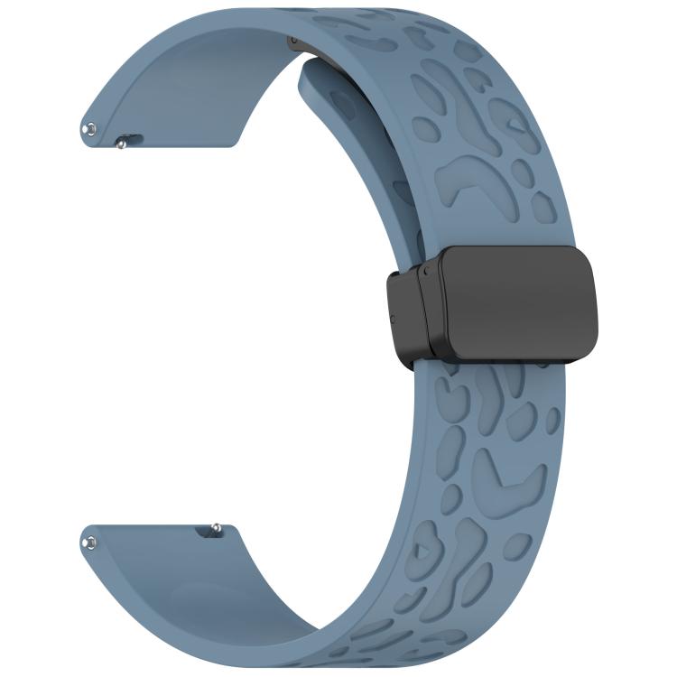 18mm Kalebol Universal Leopard Print Magnetic Folding Buckle Silicone Strap(Slate Blue) - 22mm Bands by Kalebol | Online Shopping South Africa | PMc TechLife | Buy Now Pay Later Mobicred