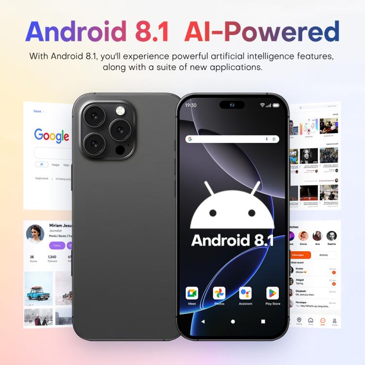 A88 / i16 Pro Max, 2GB+16GB, 6.6 inch Android 8.1 MTK6580A Quad Core, OTG, Network: 3G, Dual SIM, Plug:AU Plug(Titanium White) - free shipping - PMc TechLife - Order now!