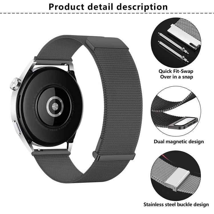 Kalebol 22mm Universal Loop Double Magnetic Buckle Milanese Strap(Silver) - free shipping - PMc TechLife - Order now!