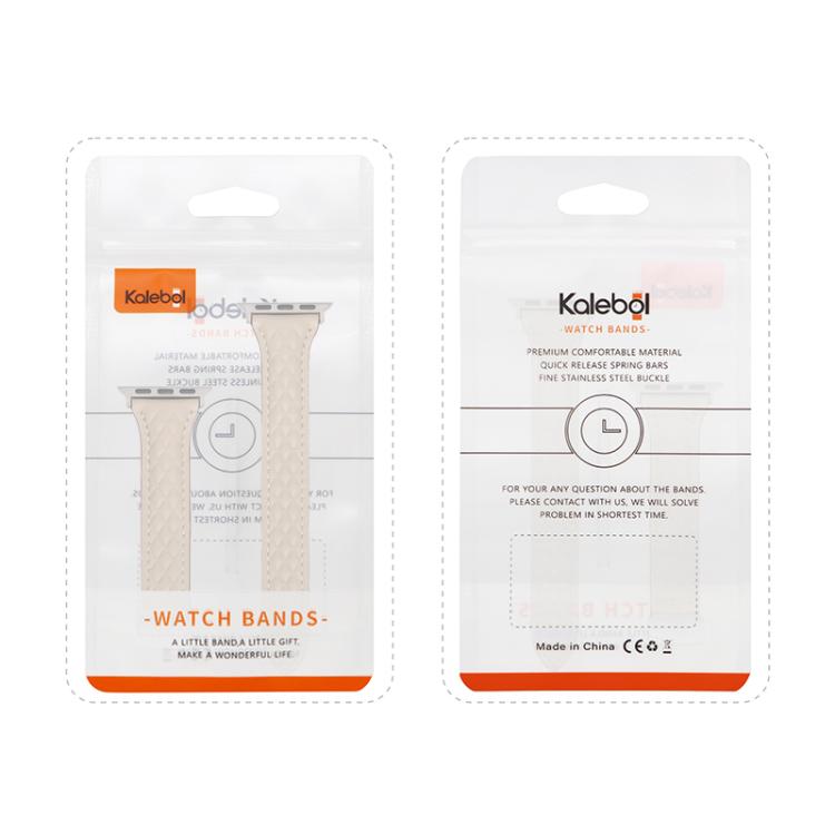 For Apple Watch 42mm / 41mm / 40mm / 38mm Kalebol Diamond Pattern Magnetic Buckle Leather Strap(Red) - Watch Bands by Kalebol | Online Shopping South Africa | PMC TechLife | Buy Now Pay Later Mobicred