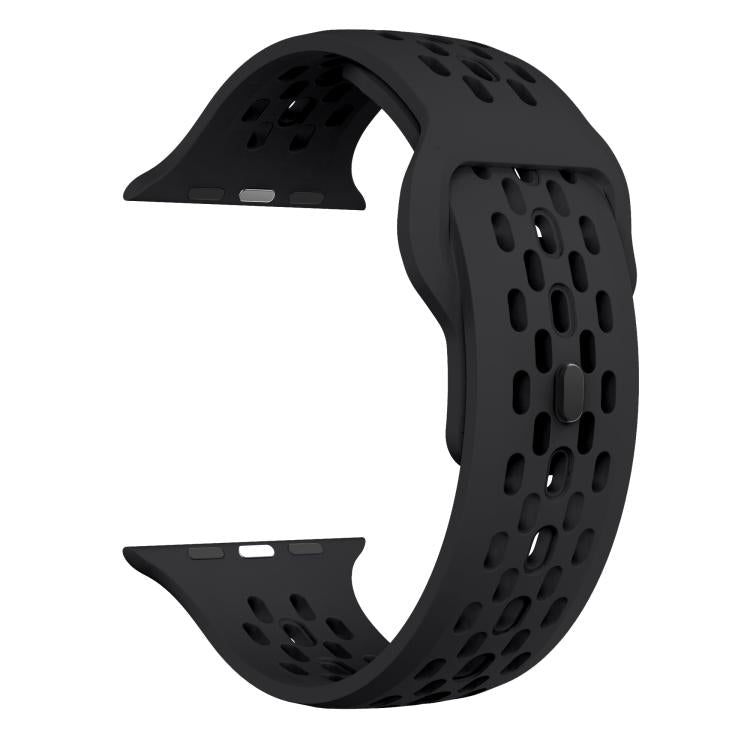 For Apple Watch 46mm / 49mm / 45mm / 44mm Kalebol Mesh Reverse Buckle Silicone Strap(Black) - Watch Bands by Kalebol | Online Shopping South Africa | PMC TechLife | Buy Now Pay Later Mobicred