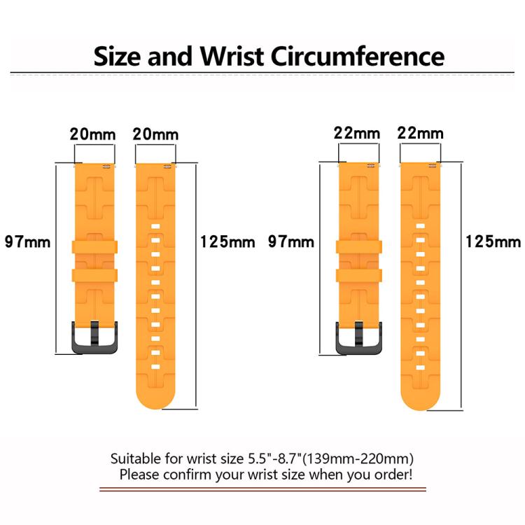 20mm Kalebol Solid Color Black Buckle Round Tail Silicone Watch Band(Yellow) - free shipping - PMc TechLife - Order now!