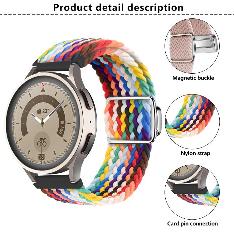22mm Kalebol Nylon Braided Loop Magnetic Buckle Watch Band(White Rainbow) - free shipping - PMc TechLife - Order now!