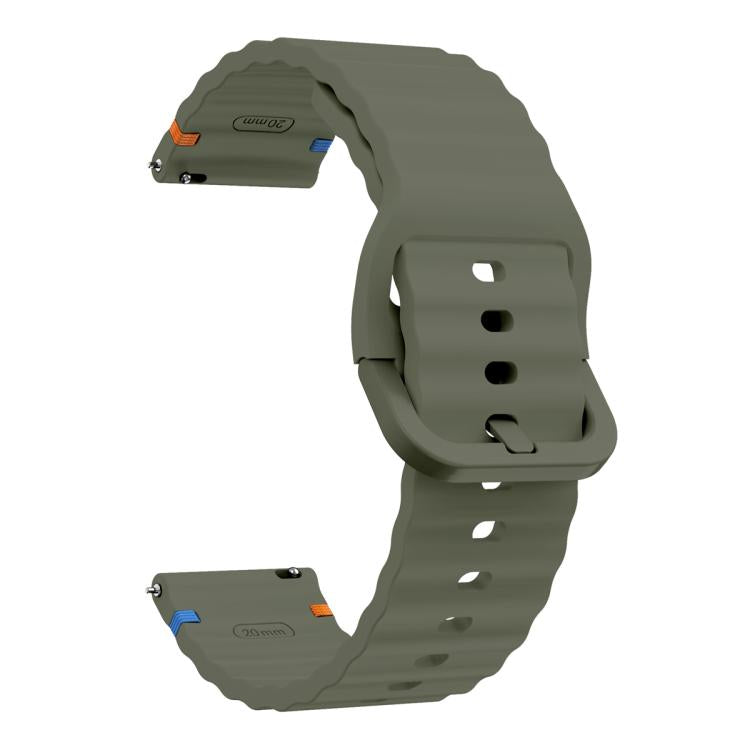 20mm Kalebol Wave Stitch Silicone Watch Band(Army Green) - 20mm Bands by Kalebol | Online Shopping South Africa | PMc TechLife | Buy Now Pay Later Mobicred