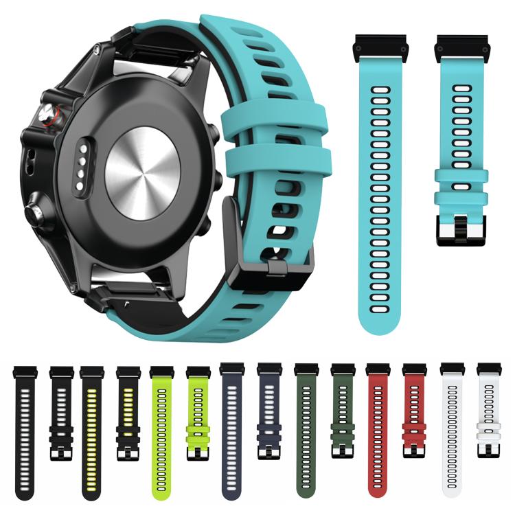 For Garmin QuickFit 22mm Kalebol Two-layer Silicone Watch Band(White Black) - free shipping - PMc TechLife - Order now!