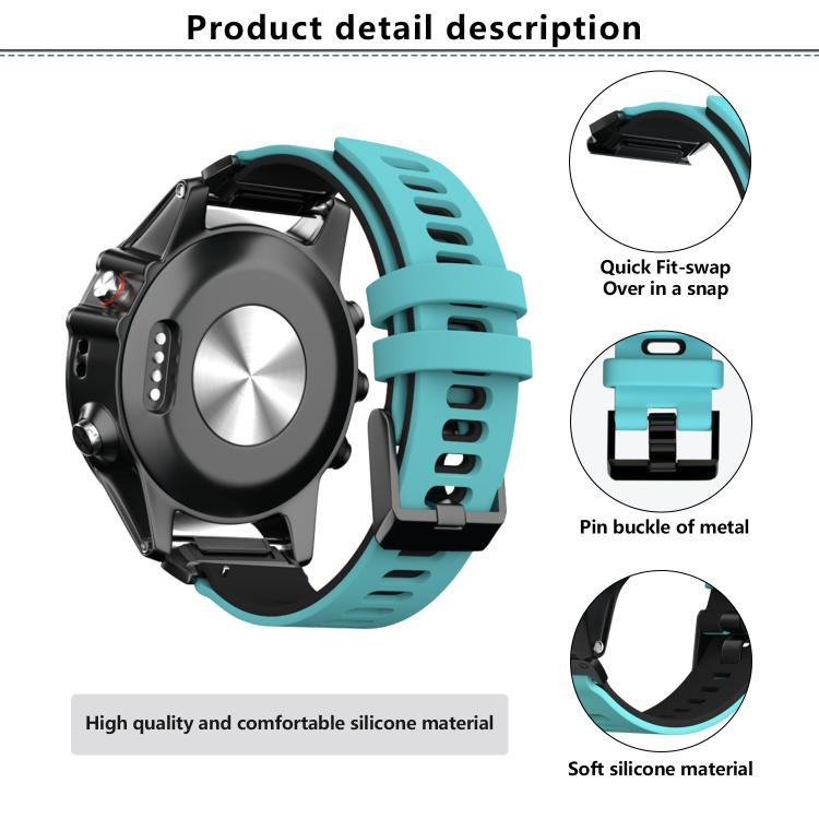 For Garmin QuickFit 22mm Kalebol Two-layer Silicone Watch Band(White Black) - free shipping - PMc TechLife - Order now!