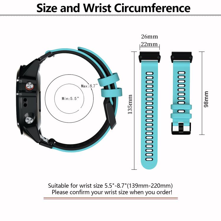 For Garmin QuickFit 22mm Kalebol Two-layer Silicone Watch Band(White Black) - free shipping - PMc TechLife - Order now!