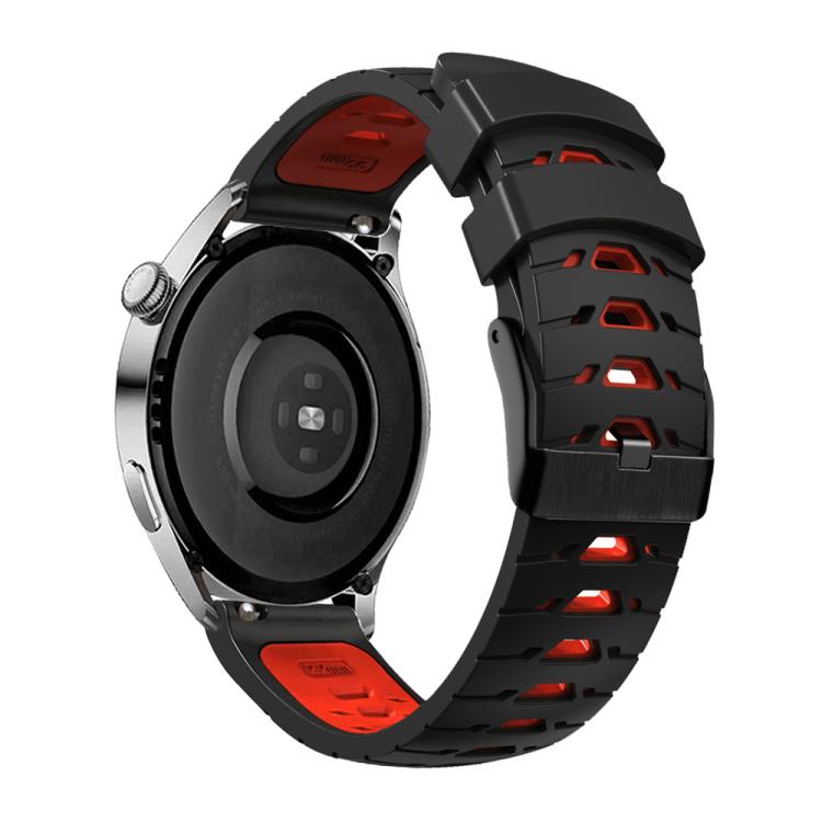 Kalebol 20mm Universal Three Row Holes Silicone Watch Band(Black Red) - free shipping - PMc TechLife - Order now!