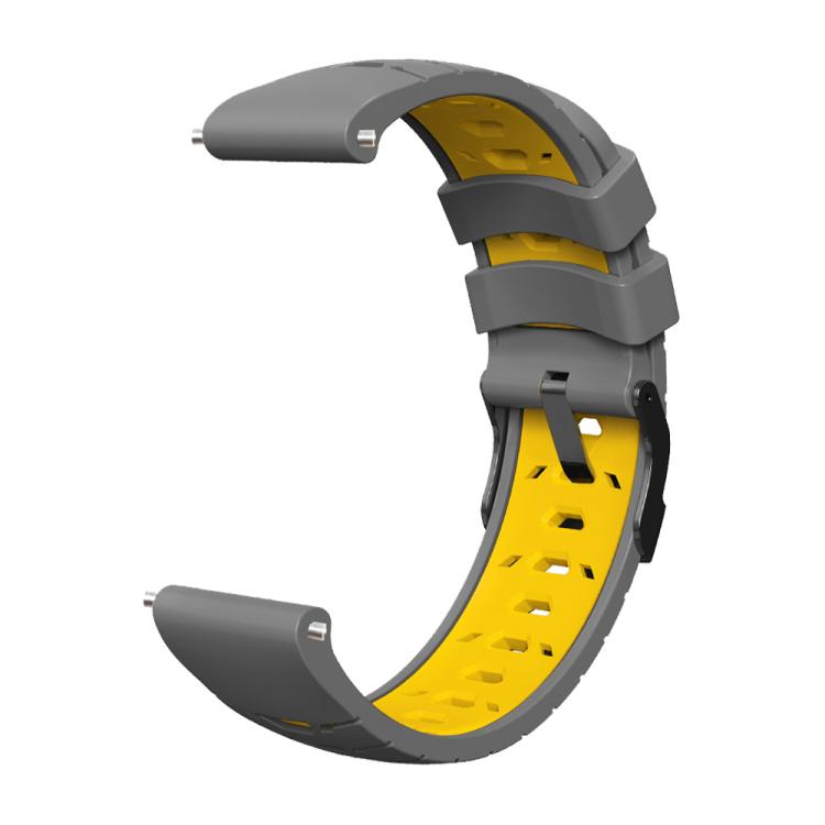 Kalebol 20mm Universal Three Row Holes Silicone Watch Band(Grey Yellow) - 20mm Bands by Kalebol | Online Shopping South Africa | PMc TechLife | Buy Now Pay Later Mobicred