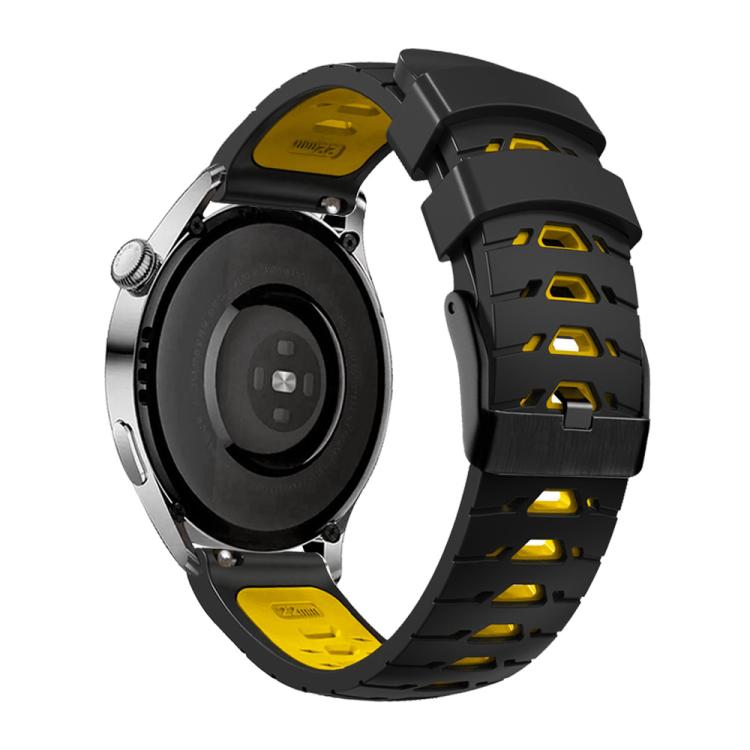 Kalebol 22mm Universal Three Row Holes Silicone Watch Band(Black Yellow) - 22mm Bands by Kalebol | Online Shopping South Africa | PMc TechLife | Buy Now Pay Later Mobicred