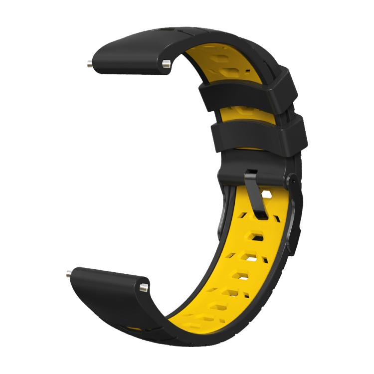 Kalebol 22mm Universal Three Row Holes Silicone Watch Band(Black Yellow) - 22mm Bands by Kalebol | Online Shopping South Africa | PMc TechLife | Buy Now Pay Later Mobicred