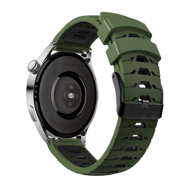 Kalebol 22mm Universal Three Row Holes Silicone Watch Band(Green Black) - 22mm Bands by Kalebol | Online Shopping South Africa | PMc TechLife | Buy Now Pay Later Mobicred