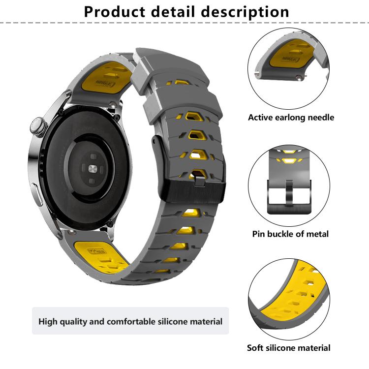 Kalebol 22mm Universal Three Row Holes Silicone Watch Band(Black Grey) - 22mm Bands by Kalebol | Online Shopping South Africa | PMc TechLife | Buy Now Pay Later Mobicred