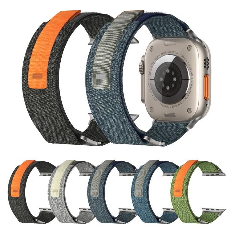 For Apple Watch 42mm / 41mm / 40mm / 38mm Kalebol Canvas Pattern Nylon Loop Strap(Light Grey) - Watch Bands by Kalebol | Online Shopping South Africa | PMC TechLife | Buy Now Pay Later Mobicred