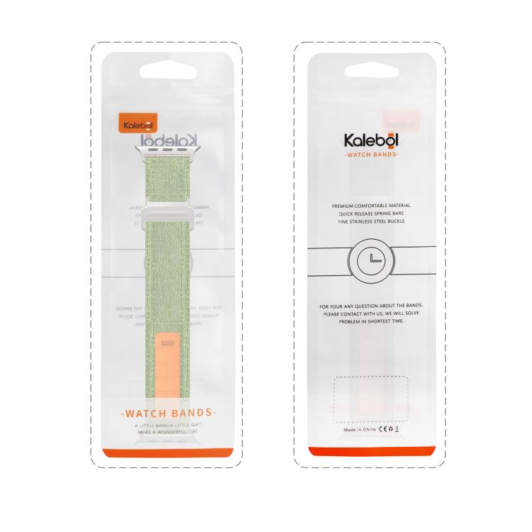 For Apple Watch 42mm / 41mm / 40mm / 38mm Kalebol Canvas Pattern Nylon Loop Strap(Army Green) - Watch Bands by Kalebol | Online Shopping South Africa | PMC TechLife | Buy Now Pay Later Mobicred