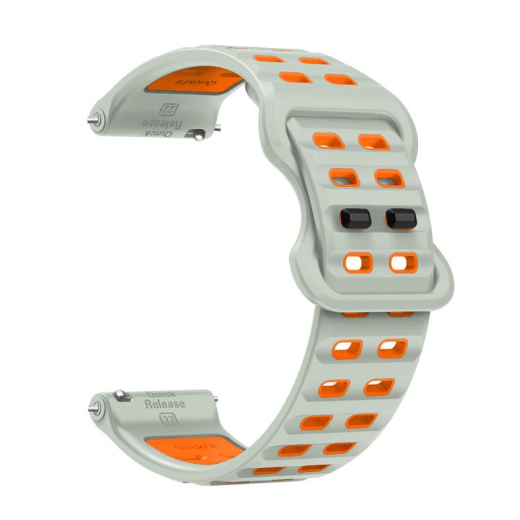 22mm Double-row Hole Studded Buckle Silicone Watch Band(Fog Grey Orange) - free shipping - PMc TechLife - Order now!