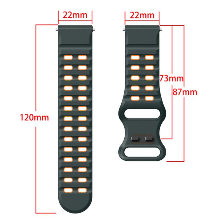 22mm Double-row Hole Studded Buckle Silicone Watch Band(Black Red) - free shipping - PMc TechLife - Order now!