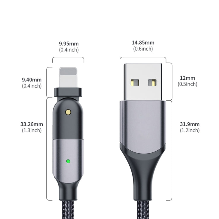 FXCL-WY0G 2.4A USB to 8 Pin 180 Degree Rotating Elbow Charging Cable, Length:1.2m(Grey) - Normal Style Cable by PMC Jewellery | Online Shopping South Africa | PMC Jewellery | Buy Now Pay Later Mobicred