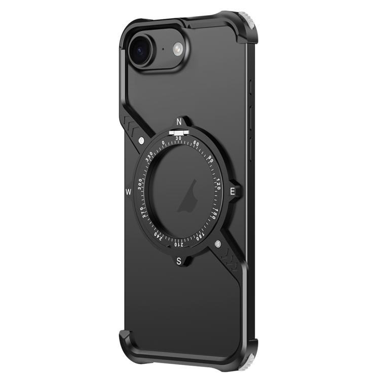 For iPhone 16e S Shaped 360 Holder Airbag Frameless MagSafe Metal Phone Case(Black) - free shipping - PMC TechLife - Order now!
