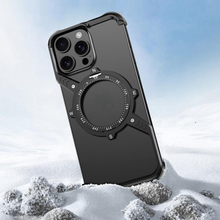 For iPhone 14 Pro Max S Shaped 360 Holder Airbag Frameless MagSafe Metal Phone Case(Space Gray) - free shipping - PMC TechLife - Order now!