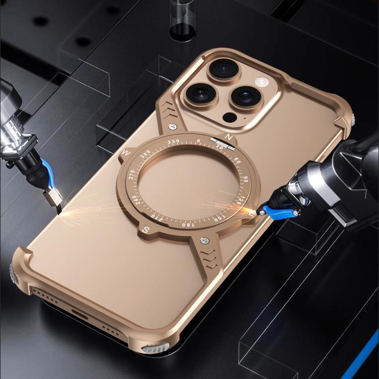 For iPhone 16 S Shaped 360 Holder Airbag Frameless MagSafe Metal Phone Case(Black) - free shipping - PMC TechLife - Order now!