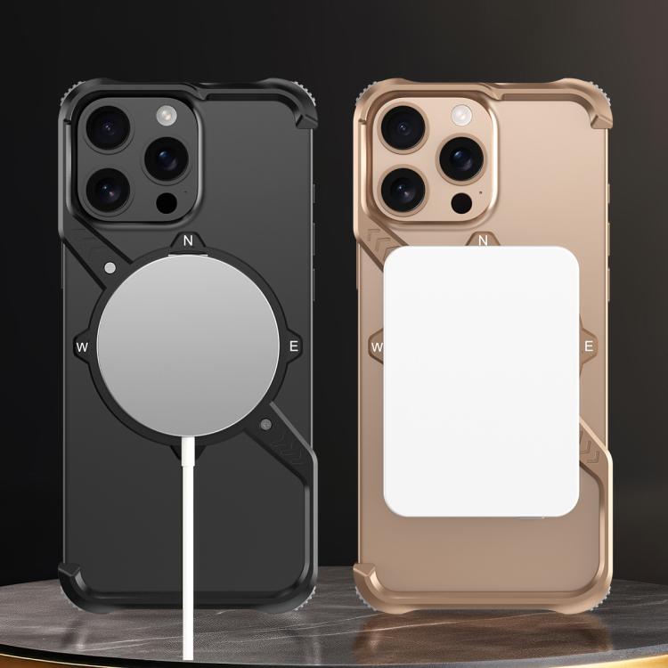 For iPhone 16 Pro Max S Shaped 360 Holder Airbag Frameless MagSafe Metal Phone Case(Space Gray) - free shipping - PMC TechLife - Order now!