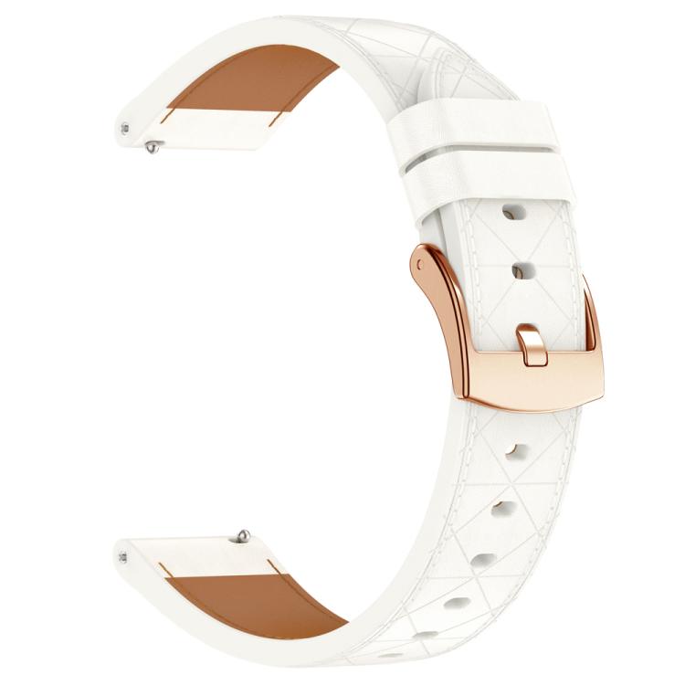 20mm Square Leather Rose Gold Buckle Watch Band(White) - free shipping - PMc TechLife - Order now!
