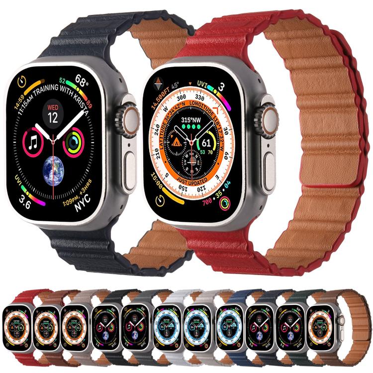 For Apple Watch 46mm / 49mm / 45mm / 44mm Magnetic PU Leather Watch Band(Bronzing) - Watch Bands by PMC TechLife | Online Shopping South Africa | PMC TechLife | Buy Now Pay Later Mobicred