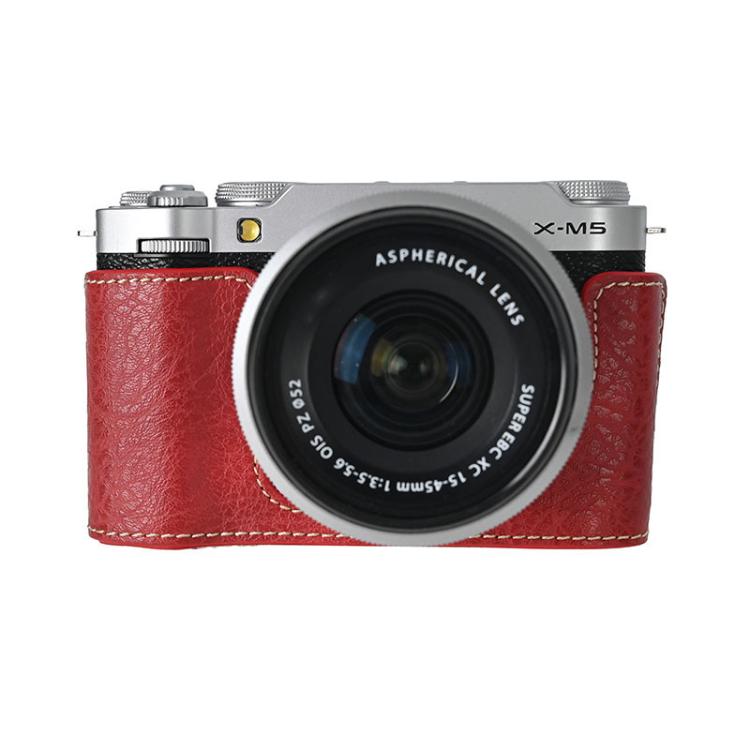For FUJIFILM X-M5 Retro Litchi Texture Leather Full Body Camera Case Bag with Strap(Red) - free shipping - PMC TechLife - Order now!