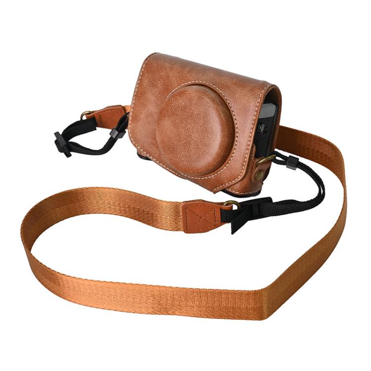 For Canon G7 X Mark III / G7X3 Retro Pull Up Leather Full Body Camera Case Bag with Strap(Brown) - free shipping - PMC TechLife - Order now!