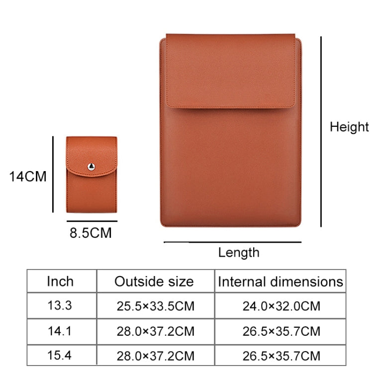 PU05 Sleeve Leather Case Carrying Bag with Small Storage Bag for 14.1 inch Laptop(Black) - 14.1 inch by PMC Jewellery | Online Shopping South Africa | PMC Jewellery | Buy Now Pay Later Mobicred