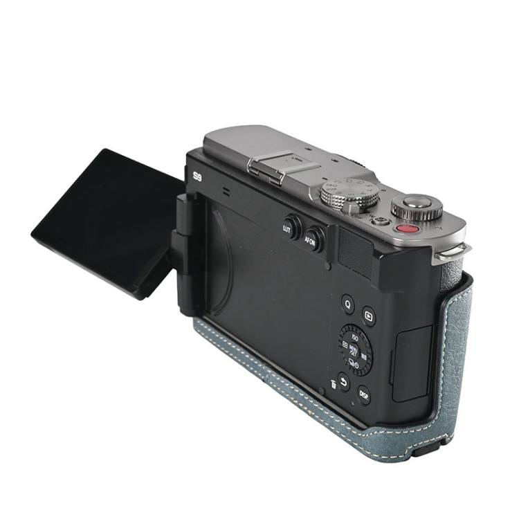 For Panasonic LUMIX S9 Litchi Texture PU Leather Camera Half Case Base(Blue) - free shipping - PMC TechLife - Order now!