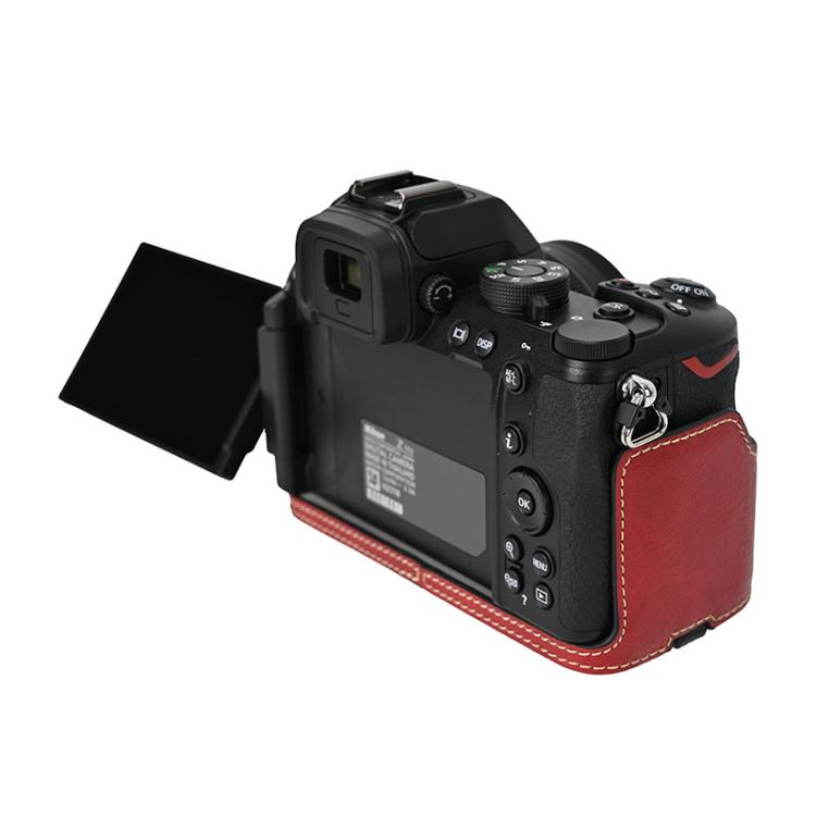 For Nikon Z50II Litchi Texture PU Leather Camera Half Case Base(Wine Red) - free shipping - PMC TechLife - Order now!
