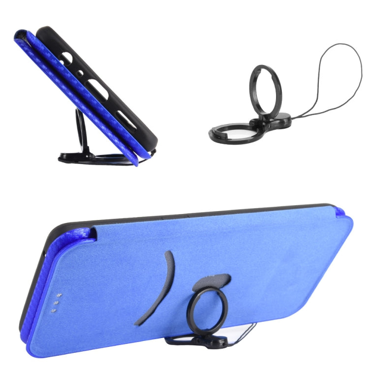 For Ulefone Note 9P Carbon Fiber Texture Horizontal Flip TPU + PC + PU Leather Case with Card Slot & Lanyard(Blue) - Ulefone Cases by PMC Jewellery | Online Shopping South Africa | PMC Jewellery | Buy Now Pay Later Mobicred